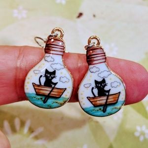 Cats In Canoes Earrings Pierce Dangle